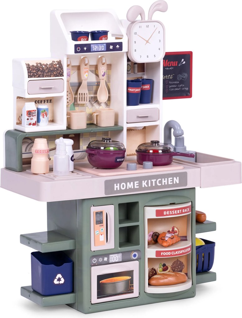 Detská kuchynka s parou a LED efektmi, 35 doplnkov