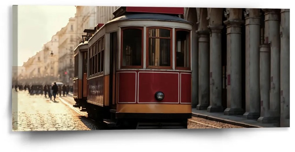 Sablio Obraz Historická červená električka - 110x50 cm