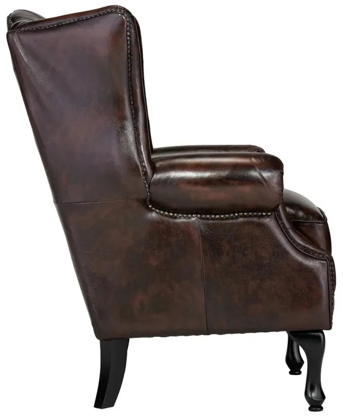 furniture-nabytek.cz - Kreslo ušák Chesterfield Pittsfield z pravej kože, hnedé – 89×79×104 cm