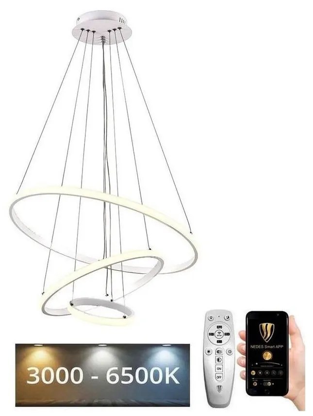 Brilagi - LED Stmievateľný luster na lanku CIRCLE LED/90W/230V 3000-6500K + DO BG-J4301/W
