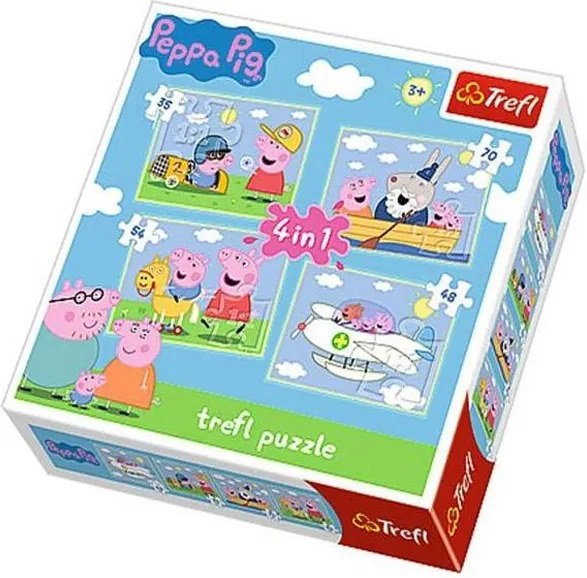 Trefl Puzzle Prasiatko Peppa Pig 4v1 Rodina 35-70 dielikov