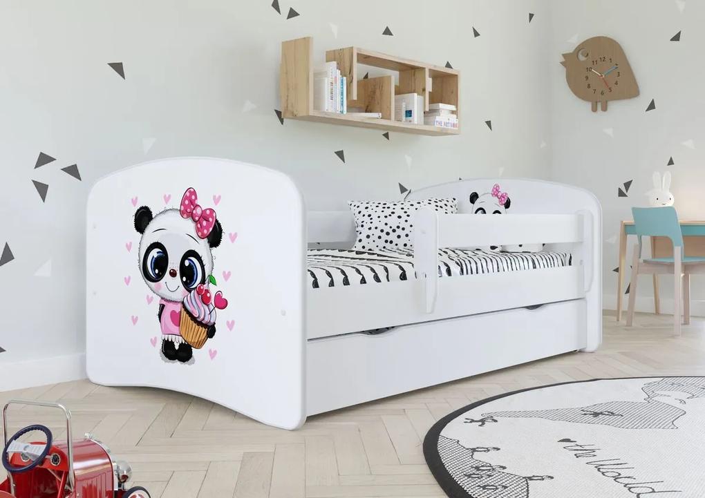 Detská posteľ sa zábranou Ourbaby - Panda - biela 180x80 cm posteľ + úložný priestor