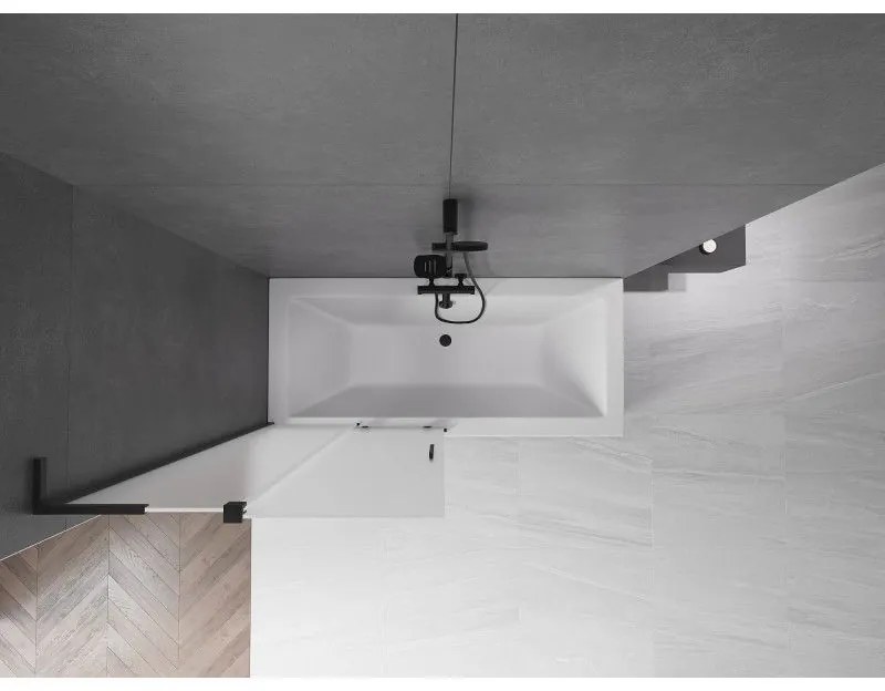 Mexen Velar L, 2-krídlová posuvná vaňová zástena 90 x 150 cm, 8mm sklo námraza, čierna matná, 896-090-003-31-70