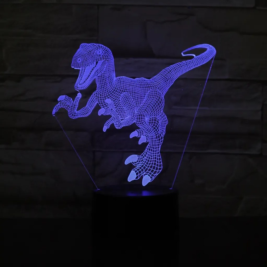 3Dmix 3DL-CRK005 – 3D LED nočná lampa - Velociraptor (Crack základňa)