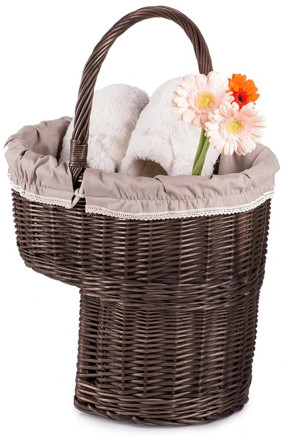 Kôš na schody prútený Provence s látkou Elegance III.š. 30 x hl. 40 x v. 20/36(cm)