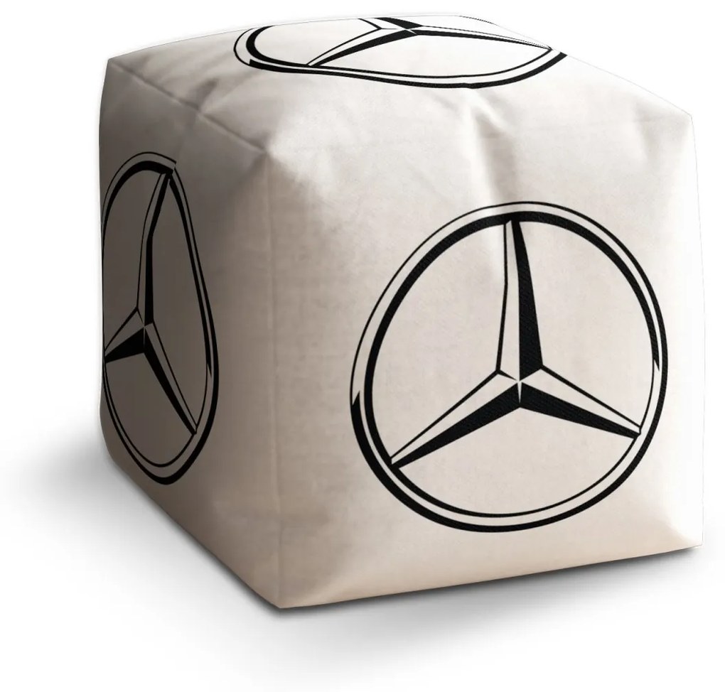 Sablio Taburet Cube Logo 1 Biela: 40x40x40 cm