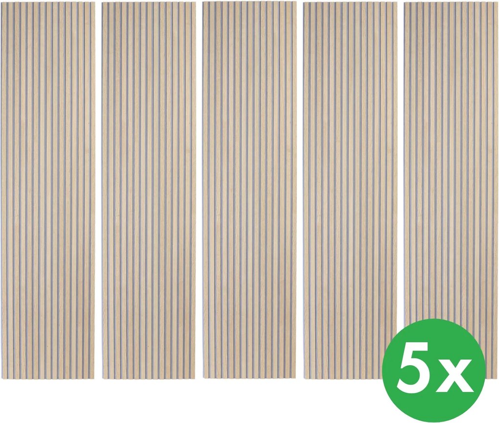 Drevený akustický panel, 2400 x 600 mm, B2BP003, balenie 5 ks, dub