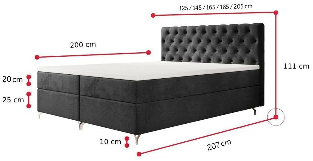 Čalúnená posteľ boxspring FESTER 2 - monolith 92 / 180x200