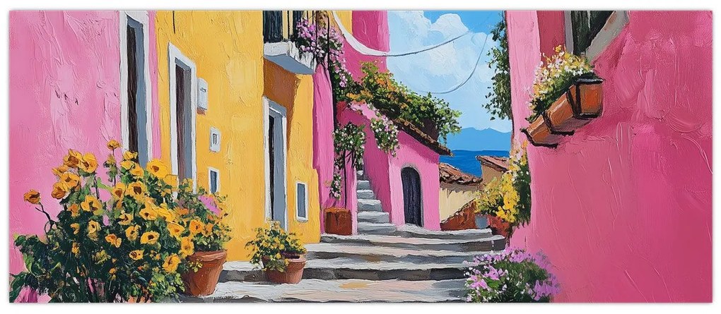Obraz - Ružová ulička (120x50 cm)
