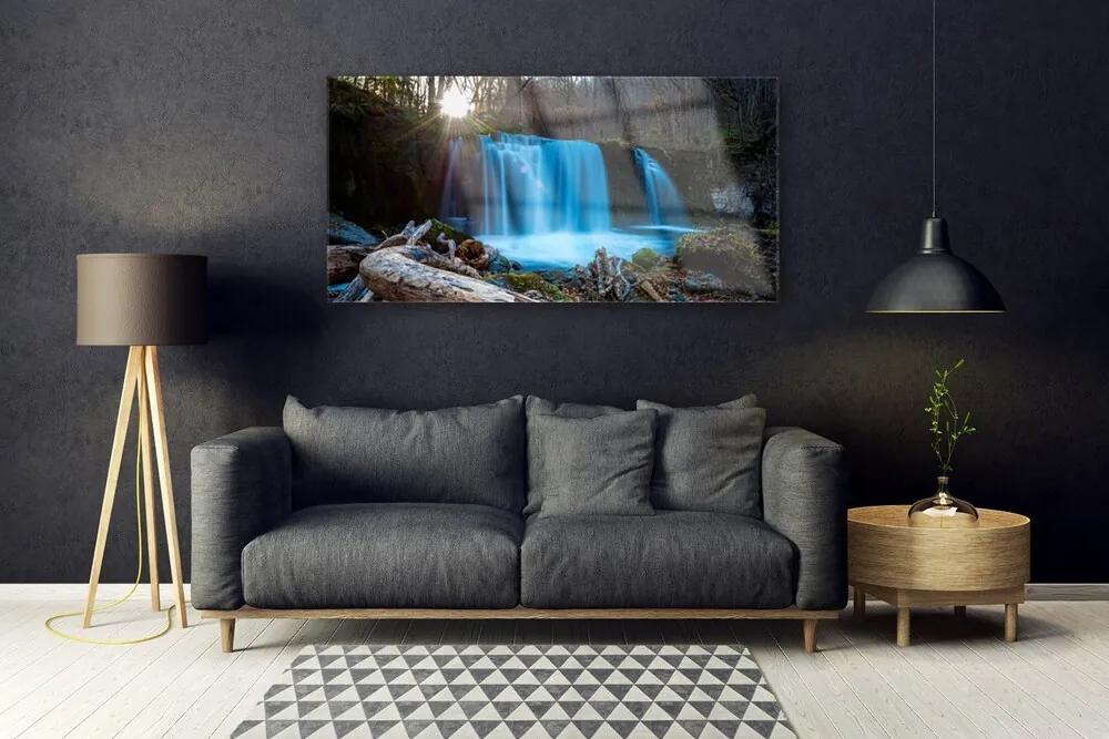 Obraz plexi Slnko vodopád príroda 120x60 cm