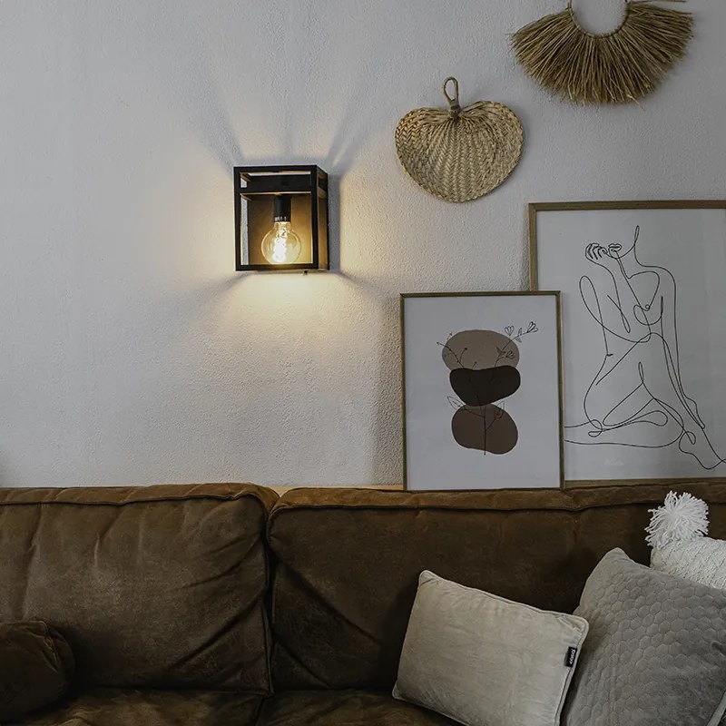 Inteligentná nástenná lampa čierna s poličkou vrátane Wifi G95 - Cage Rack