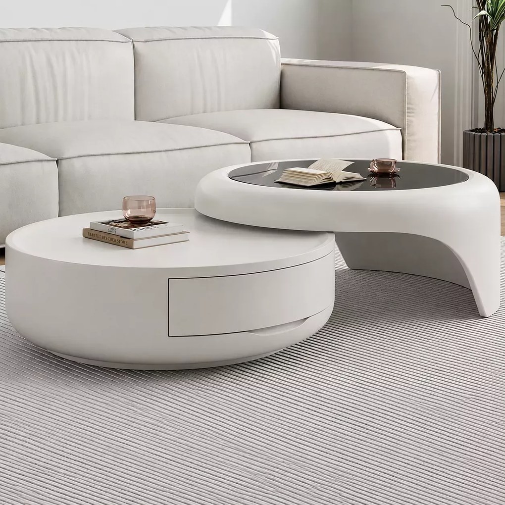 LuxuryForm DESIGN Konferenčný stolík DELUX 80 / 75 cm – biely (set 2 ks)