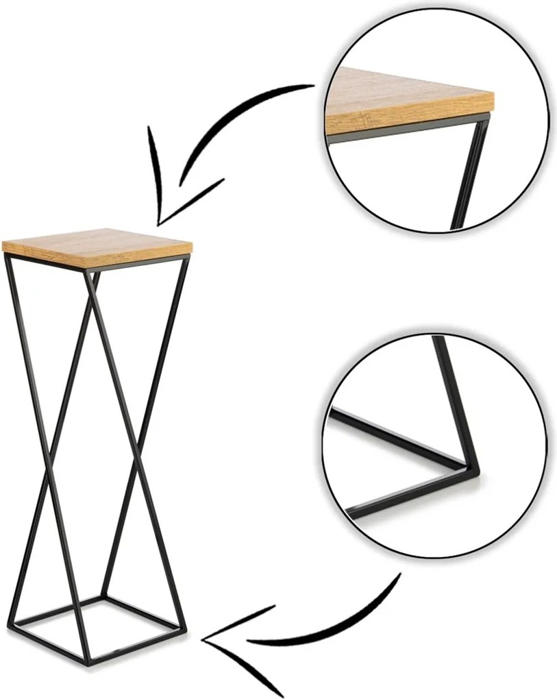 STOJAN NA KVETINÁČ LOFT7 70X24X24 CM ČIERNA/HNEDÁ