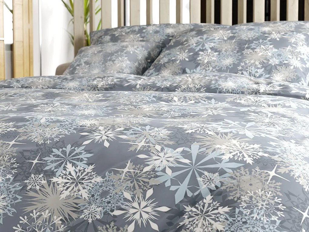 Flanelové obliečky z mikrovlákna SNOWFLAKE modro-sivé Rozmer obliečky: 70 x 90 cm | 140 x 220 cm