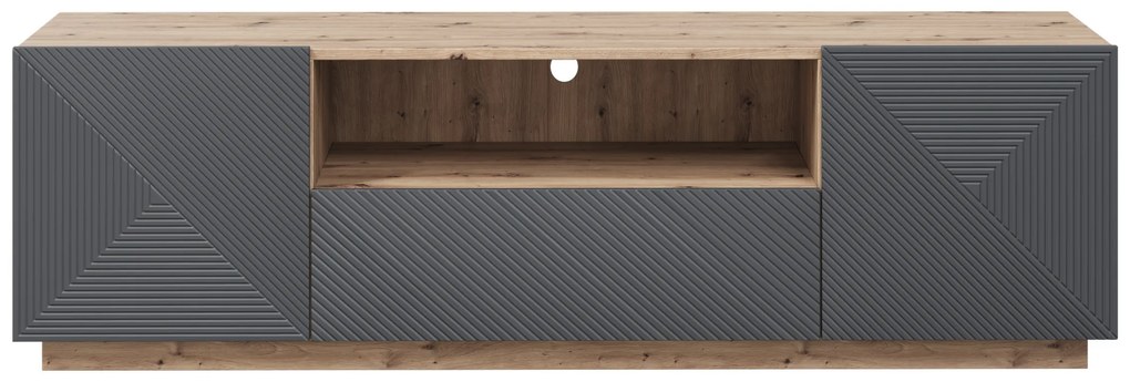 TV stolík Asha 167 cm s otvorenou policou - artisan / rivier stone mat