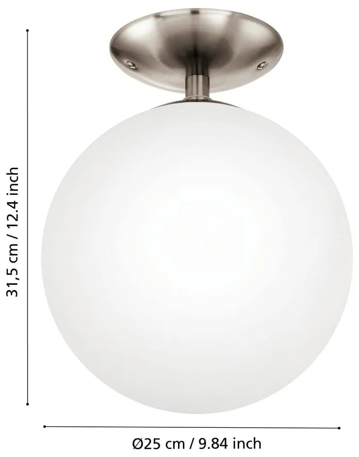 Bielo-sivé stropné svietidlo so skleneným tienidlom RONDO – EGLO