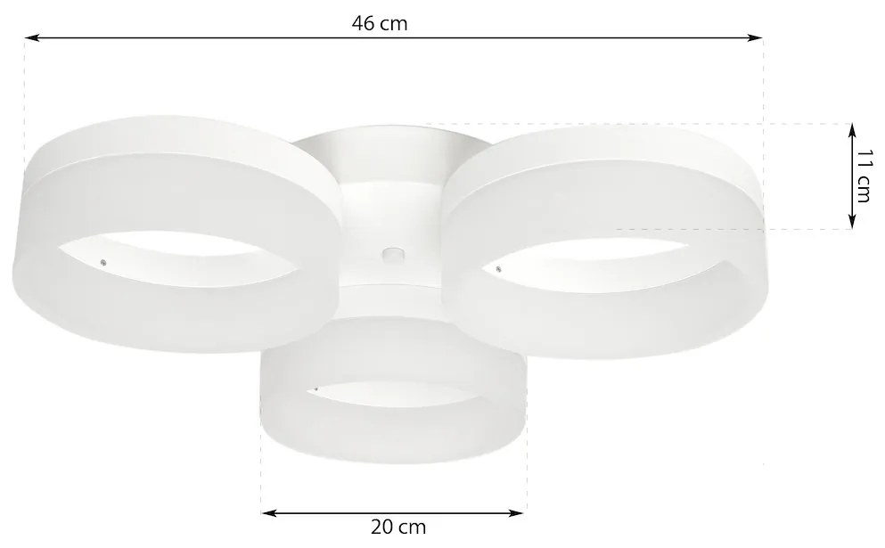 Stropné LED svietidlo Ring, 3x LED 36w, 4000k, w