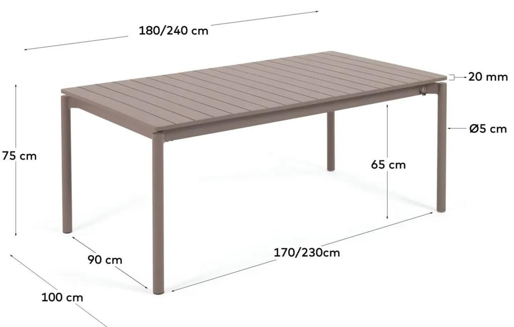 Záhradný rozkladací stôl tana 180 (240) x 100 cm hnedý MUZZA