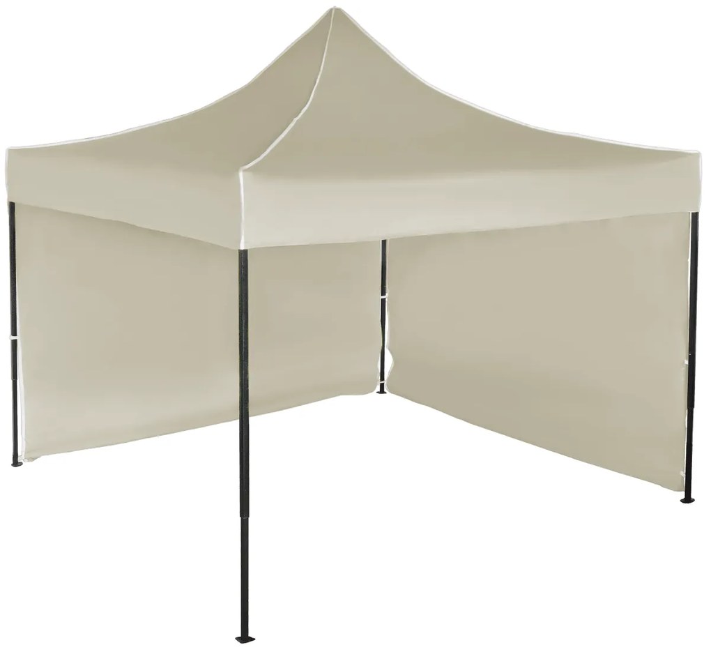 Rýchlorozkladací nožnicový stan 3x3m – oceľový, 2 bočné plachty, Béžová