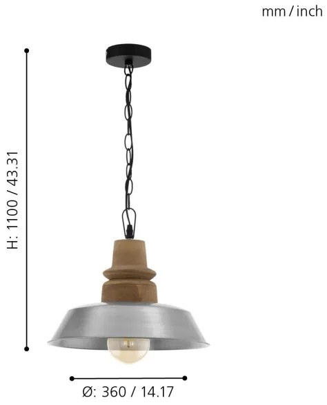 Eglo 33024 - Luster na reťazi RIDDLECOMBE 1xE27/60W/230V