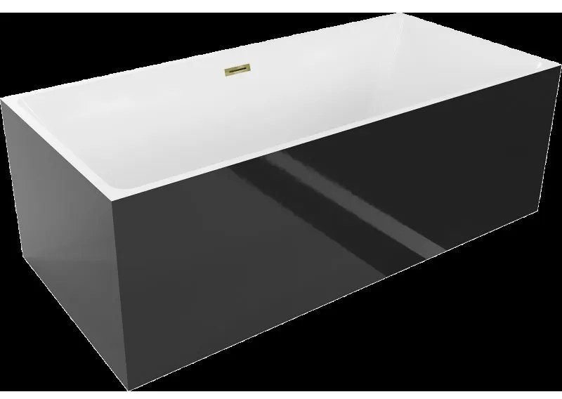 Mexen Nita voľne stojaca vaňa 170 x 80 cm, biela/čierna, zlatý prepad - 52091708075-50