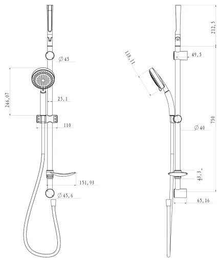 Aqualine - Sprchová sada TILA lesklý chróm