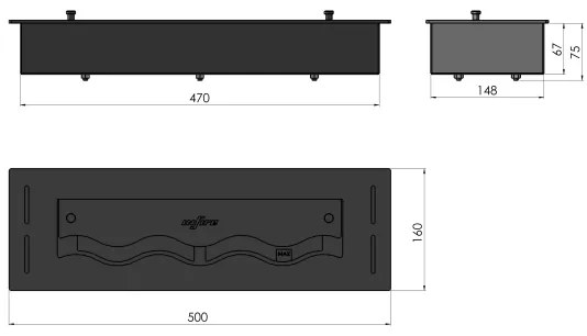 InFire - Vstavaný BIO krb 7,5x50 cm 3,5kW čierna