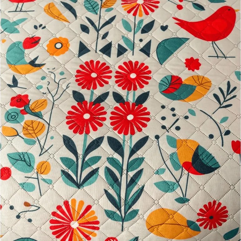 Prehoz na posteľ RETRO BIRD farebný Rozmer: 220 x 240 cm