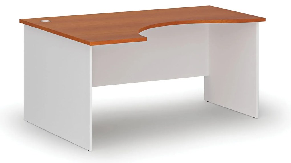 Ergonomický kancelársky písací stôl PRIMO WHITE, 160x120 cm, ľavý, biela/čerešňa