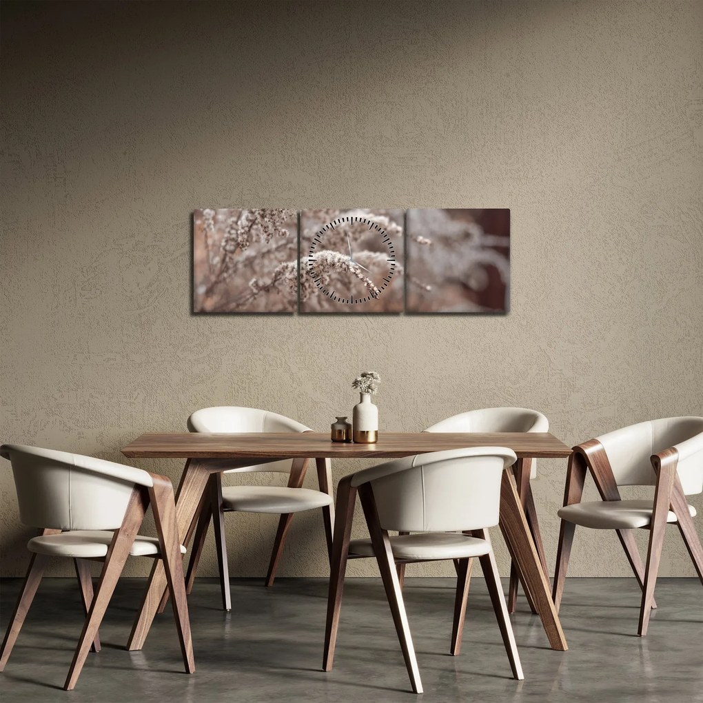 Obraz rastlín (s hodinami) (90x30 cm)