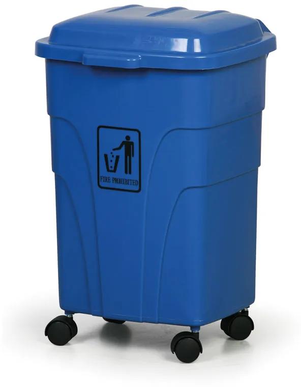 Pojazdný odpadkový kôš na triedenie odpadu, 70 l, modrý