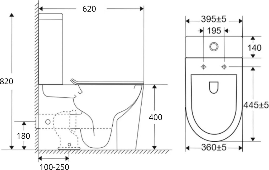 Erga Siena, WC kombi misa s nádržkou vrátane splachovacej súpravy 620x365x820 mm + toaletné sedadlo, biela lesklá, ERG-V03-SIENA-RIM-WH
