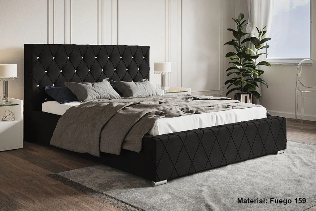 Luxusná čalúnená posteľ BED 4 Glamour - 120x200,Drevený rám,114cm