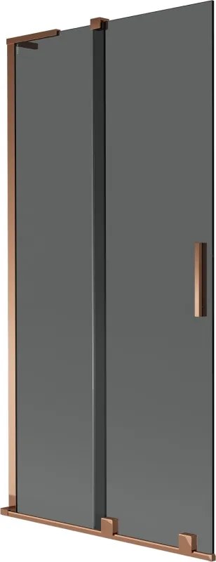 Mexen Velar L, 2-krídlová posuvná vaňová zástena 95 x 150 cm, 8mm šedé sklo, ružové zlato, 896-095-003-41-60