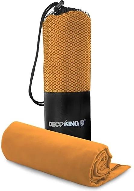 Set oranžovej rýchloschnúcej osušky a uteráku DecoKing EKEA, 70 × 140 cm + 30 × 50 cm
