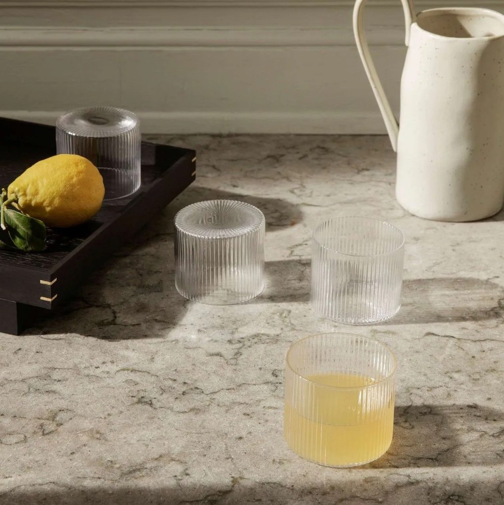 ferm LIVING Pohár na vodu RIPPLE číra 4 x 200 ml