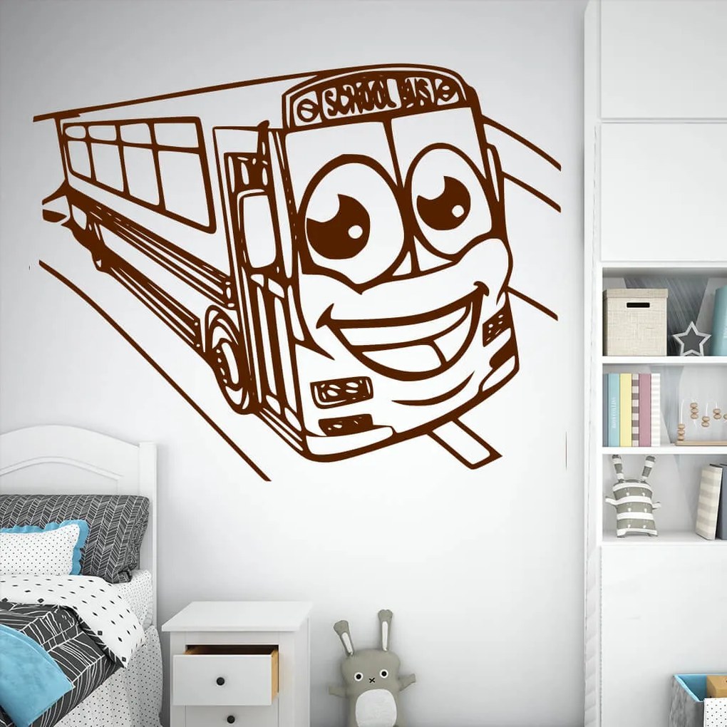 Veselá Stena Samolepka School bus Farba: oranžová, Veľkosť: 100 x 77 cm