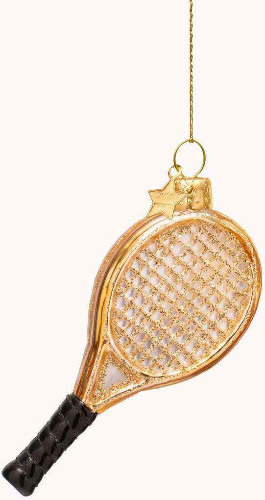 Ručne fúkaná vianočná ozdoba Tennis Racket