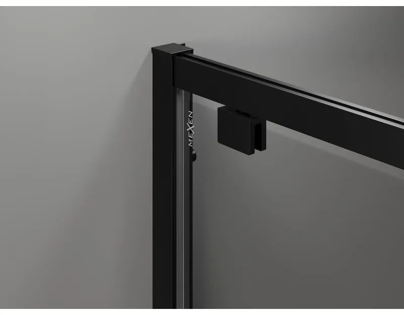 Mexen Exo, 1-krídlové sprchové dvere do otvoru 90 cm, 6mm číre sklo, čierny profil, 8181-090-000-70-00