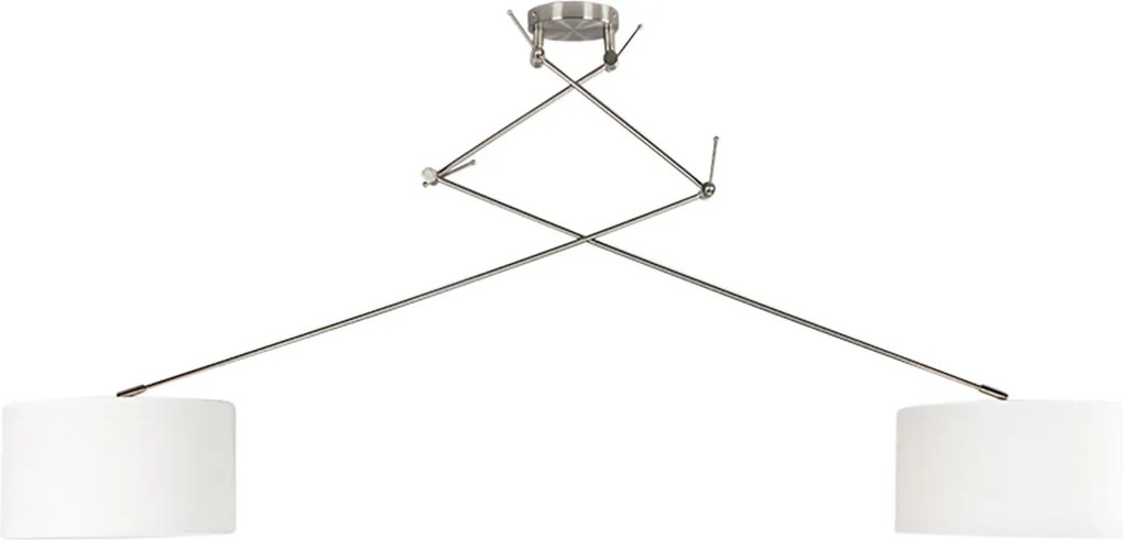 Inteligentné závesné svietidlo oceľ s tienidlom 35 cm biele vrátane 2 WiFi A60 - Blitz