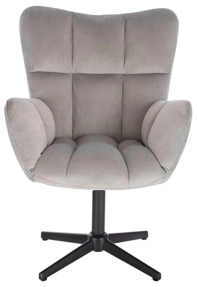 LuxuryForm DESIGN Kreslo AURORA VELUR na čiernom kríži - svetlo šedé