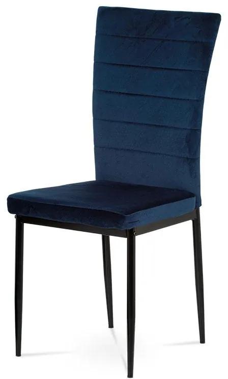 Autronic -  Autronic Jedálenská stolička AC-9910 BLUE4 modrá látka zamat, kov čierny matný