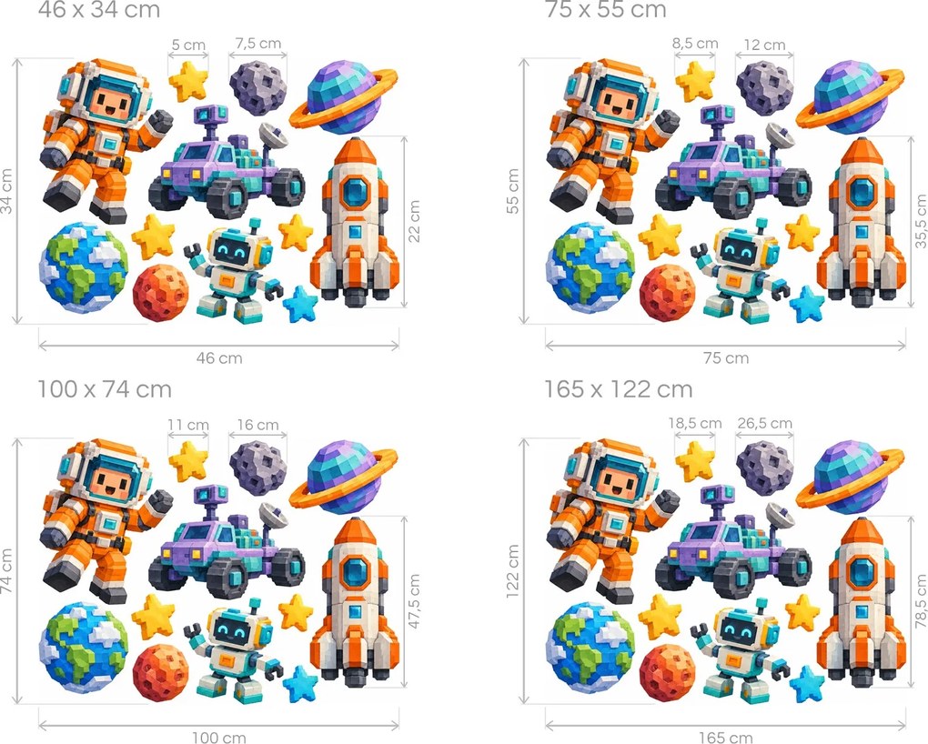 Minecraft Kosmonaut a robot ve vesmíru arch 46 x 34 cm