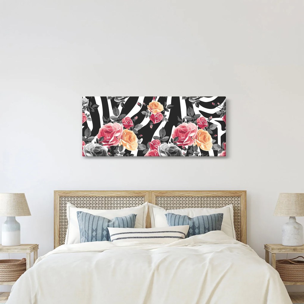 Obraz rozkvitnutých ruží (120x50 cm)