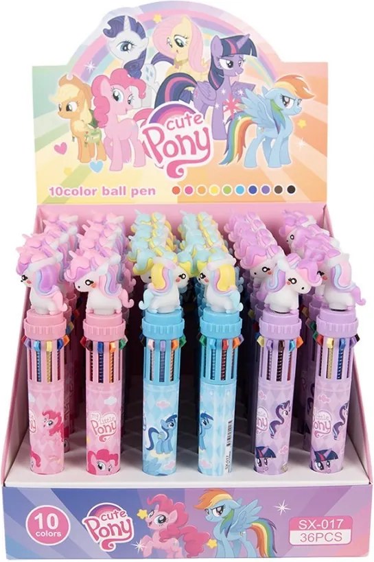 36ks farebná pero pre deti 10 farieb Cute Pony v krabici - 19*18*16 cm