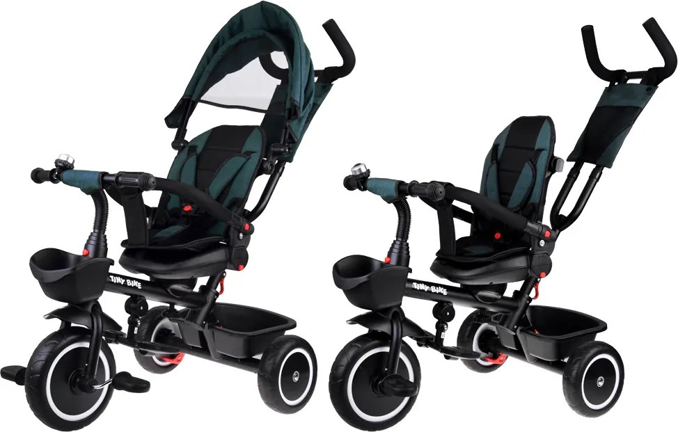 Detská trojkolka Tiny Bike 3 v 1 so strieškou, otočná SP0650 zelená