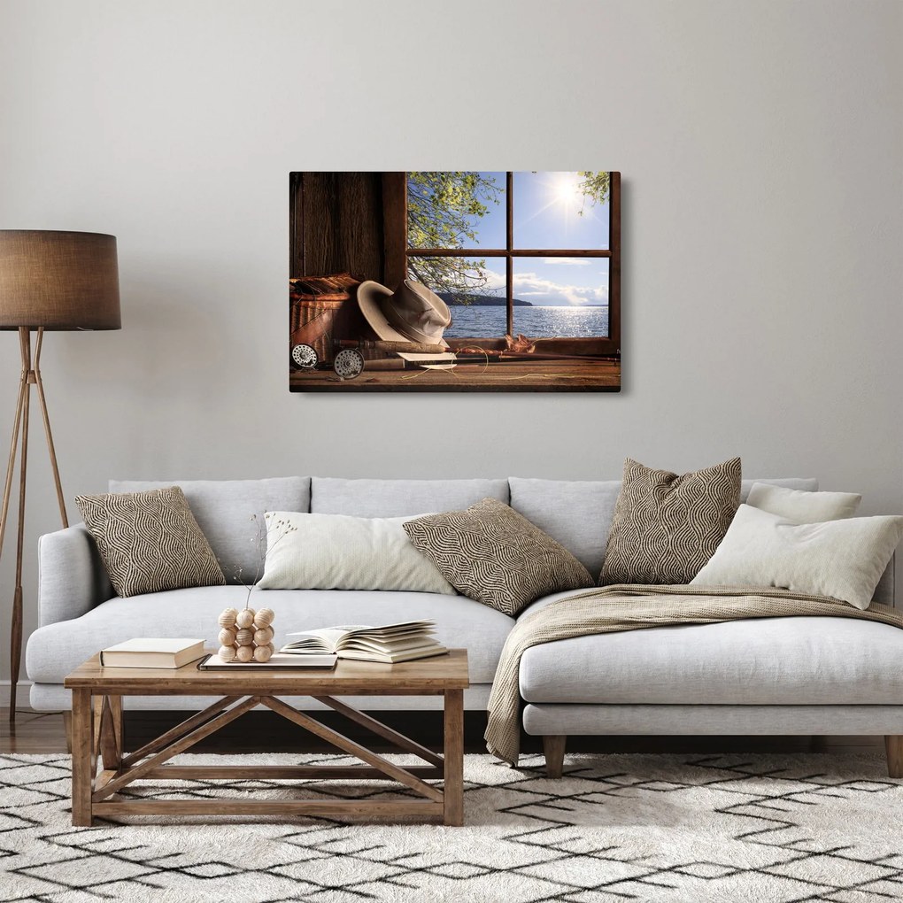 Obraz - Rybárska výbava (90x60 cm)