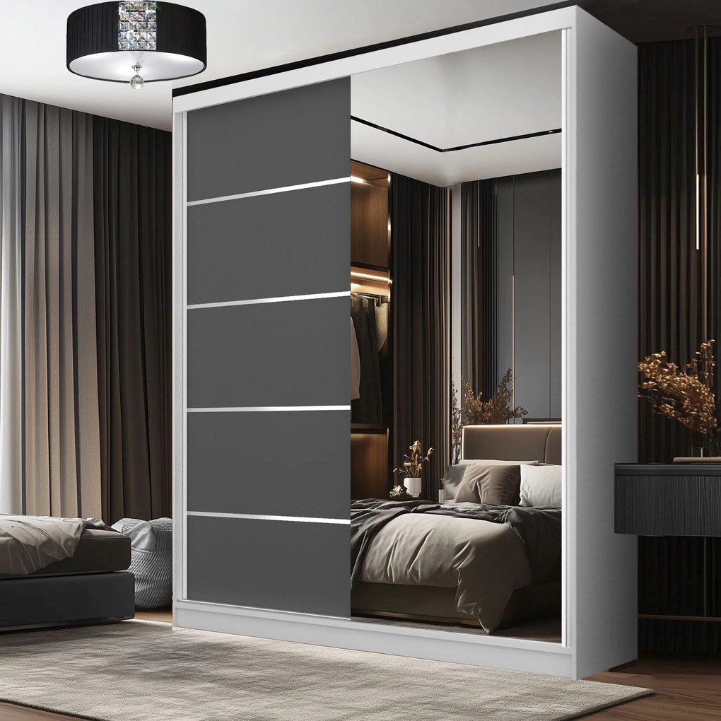 Šatníková skriňa SERENITY 158 cm šedý mat MBP SERENITY SZP7/0/W/SR/0/HIAL