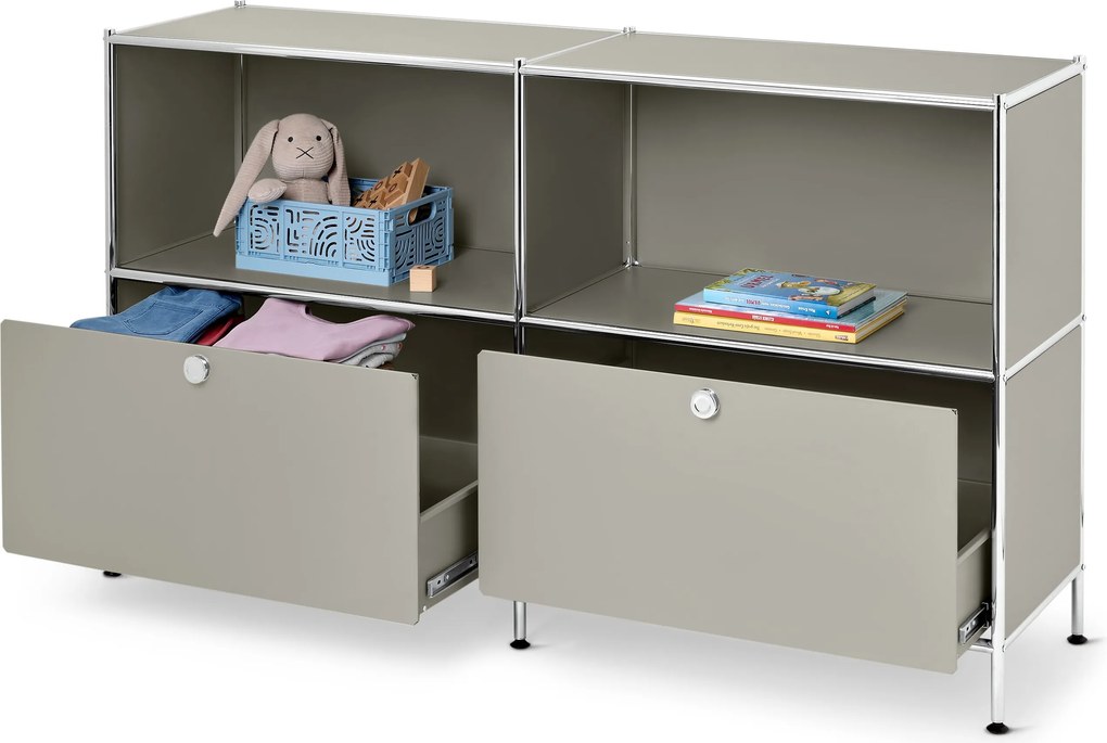 Kovová komoda »CN3 Kids« so 2 zásuvkami, svetlosivá