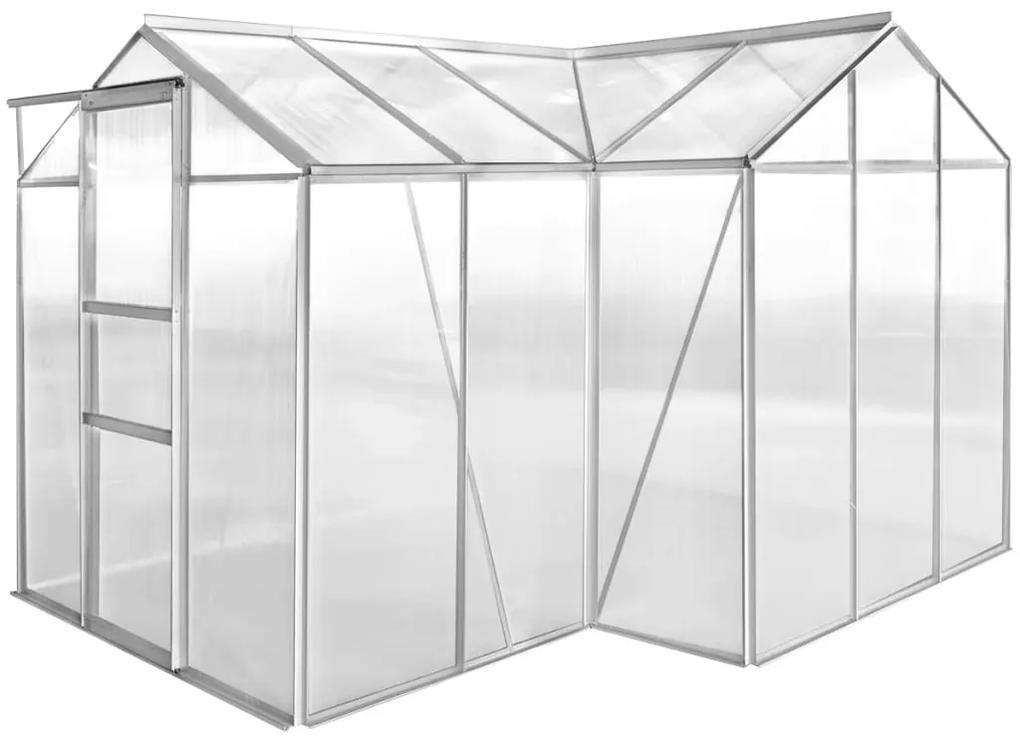 vidaXL Hliníkový skleník s 1 časťou a s dutými panelmi